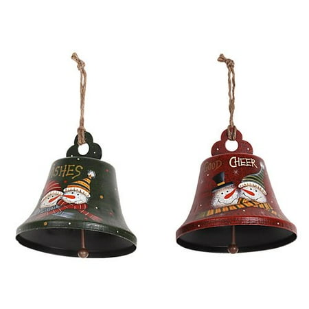 - Attraction Design Home Santa and Snowman 2 Piece Medium Jingle Bell Christmas Ornament Set