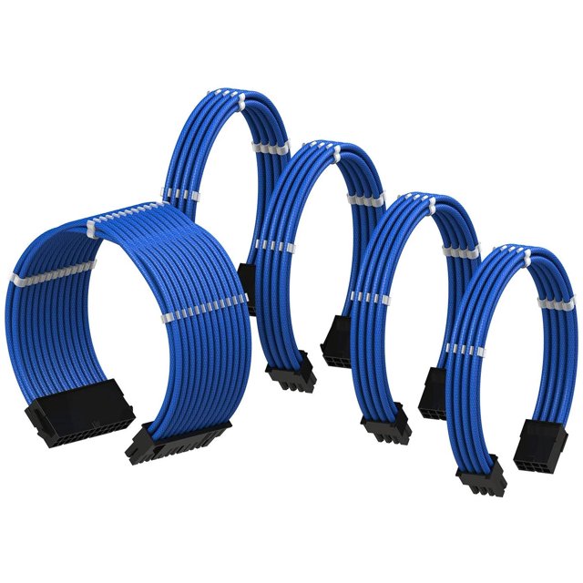 LINKUP - PSU Cable Extension Sleeved Custom Mod GPU PC Braided w/Comb Kit┃1 x 24 P (20+4)┃2 x 8 P (4+4) CPU┃2 x 8 P