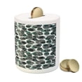 thumbnail image 3 of Leaves Piggy Bank, Dotted Background with Foliage Pattern with Black Stripes Nature, Ceramic Coin Bank Money Box for Cash Saving, 3.6" X 3.2", Pale Green Slate Blue, by Ambesonne, 3 of 4