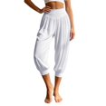 thumbnail image 2 of Capri Pants for Women Solid Plus Size Harem Joggers High Waist Yoga 7/8 Casual Womens Pants White XXL, 2 of 5