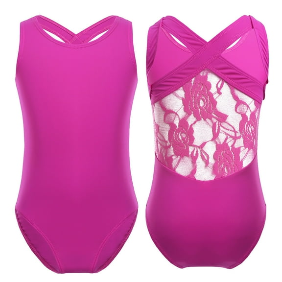 YONGHS Kids Girls Sleeveless Ballet Dance Leotard Gymnastic Jumpsuit Dancewear A Rose Red 10