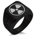 thumbnail image 1 of Stainless Steel Encircled Radioactive Geometric Pattern Biker Style Polished Ring, 1 of 1