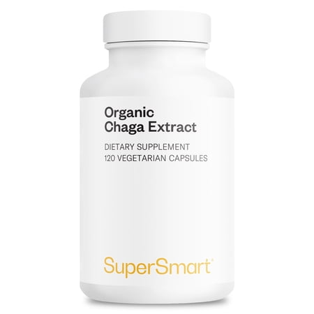 SuperSmart Organic Chaga Extract 1500mg per Day (High Strength) - Chaga Mushrooms Supplement from Organic Farming | Non-GMO & Gluten Free - 90 Vegetarian Capsules