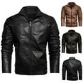 thumbnail image 4 of Lovskoo Men's Faux Leather Motorcycle Jacket Casual Fashion Motorcycle Leather Winter Racing Suit Top Zipper Stand-Up Collar Jacket Coats S-3Xl Coffee, 4 of 4