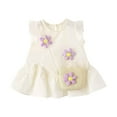 thumbnail image 2 of 6 Months-3 Years Toddler Girls Tulle Dresses with Bag Baby Girl Casual Dress Summer Sleeveless Ruffle Outfits Beige 3-4 Years, 2 of 5