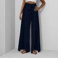 thumbnail image 5 of FRSASU Women's Wide Leg Pants Solid Color Beach Lightweight High Waisted Loose Slit Travel Pants Sun Protective Navy XL(XL), 5 of 9