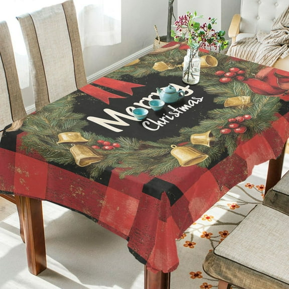 BZSMCE Square Tablecloth Design Elegant Plaid Christmas Print Pattern Tableclothes