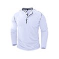 thumbnail image 2 of Fall Men Casual T-shirt Polyester Slim Fit Tops With Long Sleeve Henley Neck Button Closure Streetwear, 2 of 7