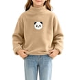 thumbnail image 5 of Spazoro Girls Fleece Mock Neck Long Sleeve T-Shirts, Panda Print Warm Stretchy Long Sleeve Loose Fit Casual Pullover Tops Tee for Fall Layering Brown Size 0-1T, 5 of 6