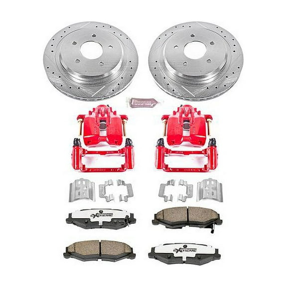 PowerStop Rear Z26 Street Warrior Brake Pad and Rotor Kit with Red Powder Coated Calipers Fits: CADILLAC CHEVROLET Select Models KC1563-26