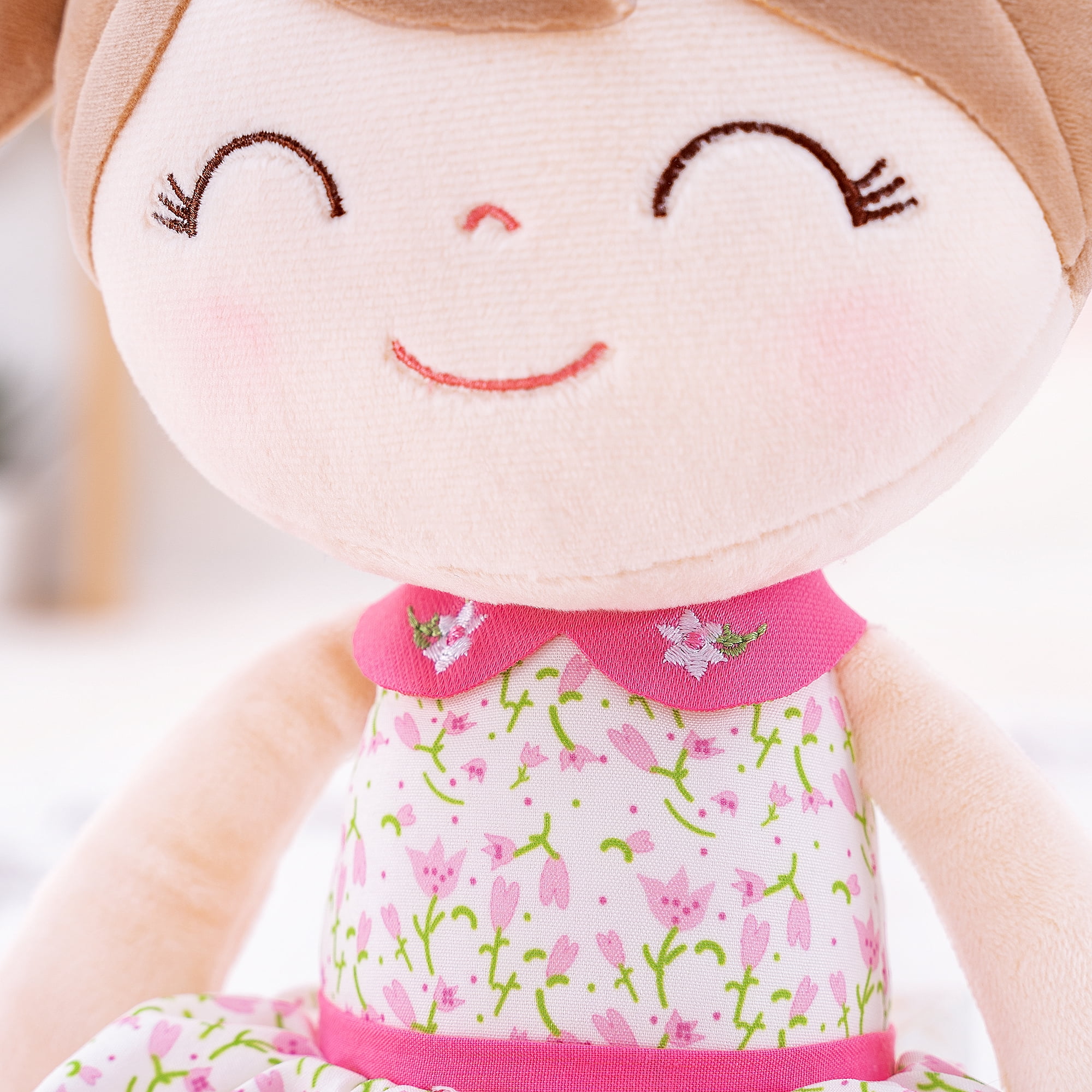 Gloveleya Baby Girl Gifts Plush Dolls Soft Girls Toy Pink Flower Fairy Girl 16 Inches