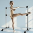 thumbnail image 3 of Gymax 4FT Portable Double Freestanding Ballet Barre Dancing Stretching Silver, 3 of 10