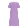 thumbnail image 4 of Meichang Summer Eyelet Dresses for Women Short Sleeve Crew Neck Midi Dressed Eyelet Embroidery Solid Color Dresses Loose Fit Casual Flowy Work Dresses with Pockets Purple XXL, 4 of 6
