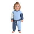 thumbnail image 2 of Kids Sweatsuit Color Block Long Sleeve Top Pants Casual Daily Wear Play Outfit for Toddler Boys Girls Blue 18 Months-24 Months, 2 of 6
