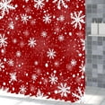 thumbnail image 2 of Snowflakes Shower Curtains Red White Christmas Abstract Xmas Snow Bathroom Decor Winter Holiday Festival New Year Rustic Farmhouse Kids Shower Curtain Waterproof Fabric with Hooks,72x84, 2 of 6