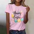 thumbnail image 4 of Mujeres de Manga Corta Tops Casual Nuevo Cuello Redondo Pascua, Ligera Camiseta de Poliéster Spandex, 4 of 4
