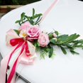 thumbnail image 3 of 9 Piezas de Decoración de Coche de Boda Conjunto de Flores de Seda Cabeza de Coche Espejo Manija de Puerta Decoración - Estilo 2 Rosa melocotón Sunnimix Decoración de coches de boda, 3 of 8