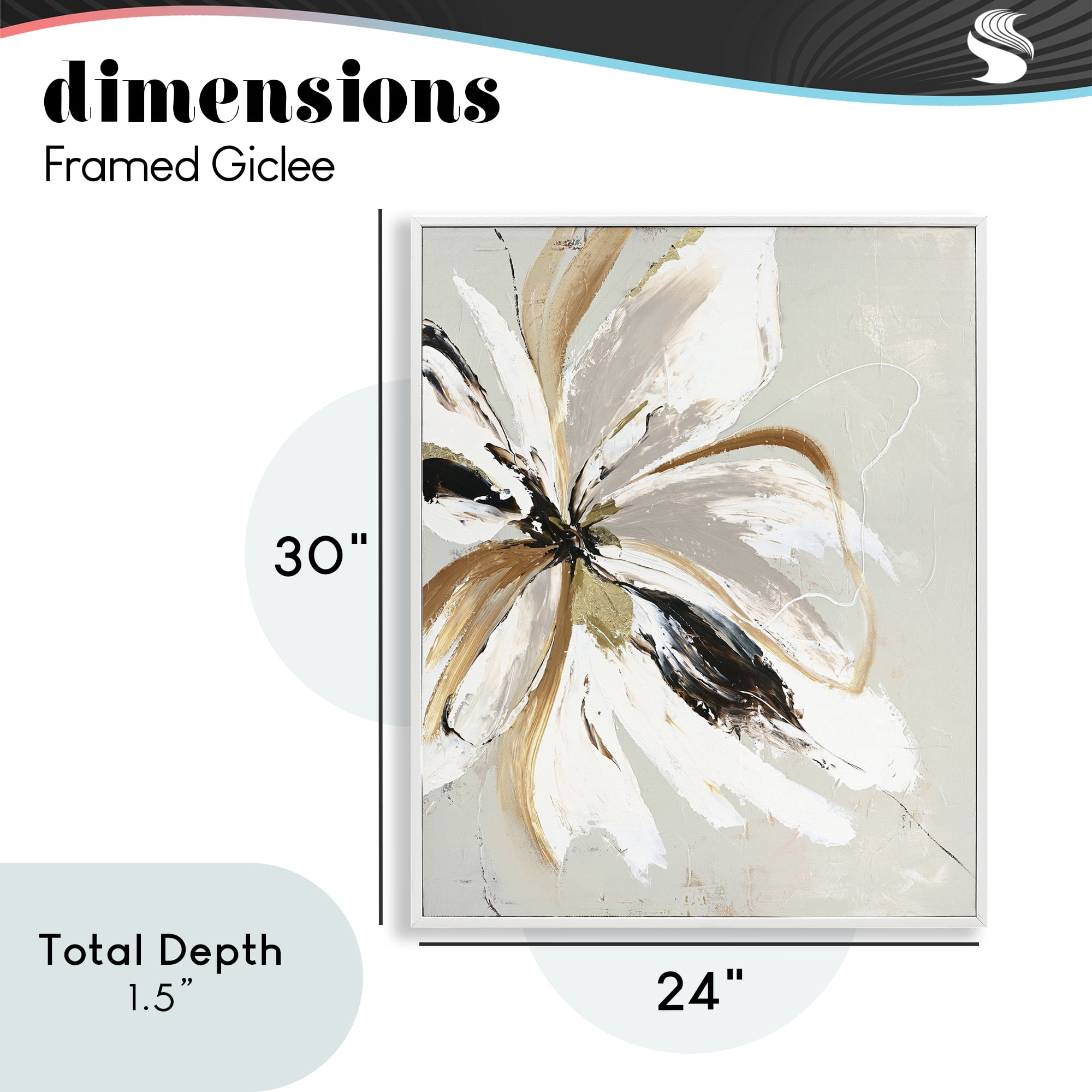 Expressive Cornelia Flower White Framed Giclee Art, design by Design Fabrikken