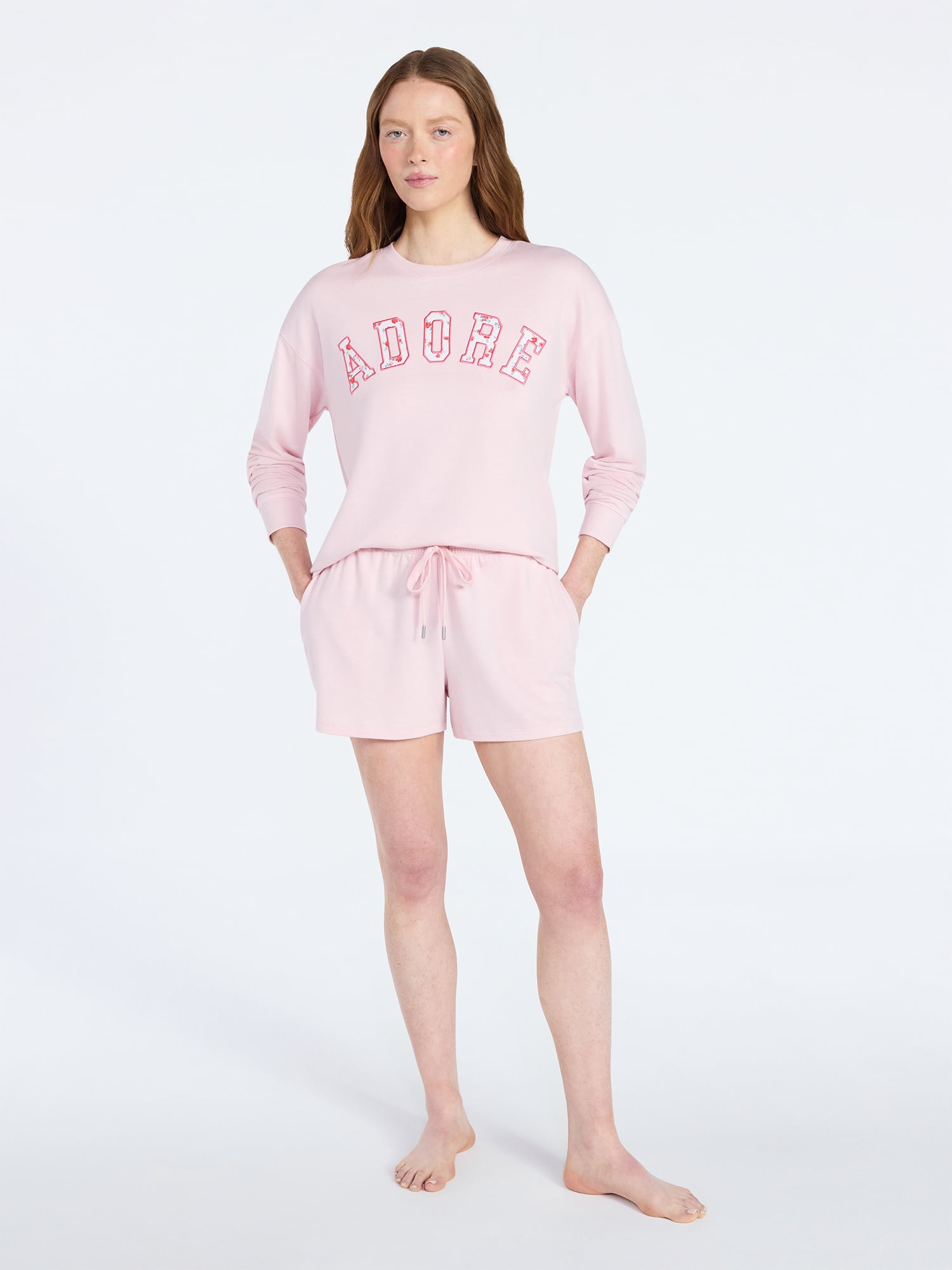 Joyspun Women's French Terry Knit Lounge Sleep Shorts, 3” Inseam, Sizes XS-3X
