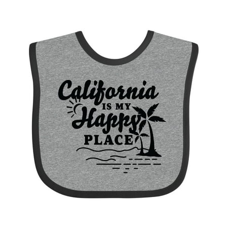 

Inktastic California is My Happy Place with Palm Trees Gift Baby Boy or Baby Girl Bib