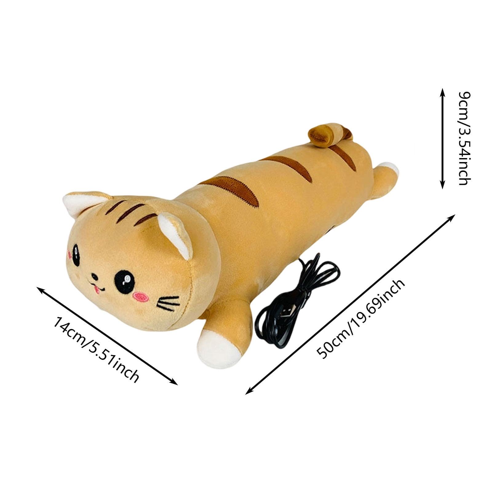 Gytml Yellow Cat Heating Hugging Pillow, Portable Electric Heat Pads Usb Powered, Funny Gifts For Women Girls Cat Lovers Birthday Easter Yellow-50x14x9cm