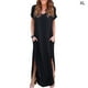 thumbnail image 1 of Qarigey Vestido de mujer con cuello en V Abertura Vestido largo Chica Ropa de manga corta Vestidos negro XL, 1 of 4