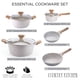 thumbnail image 2 of Country Kitchen - Juego de utensilios de cocina de inducción, 8 piezas antiadherentes de aluminio fundido con asas BAKELITE, no tóxico, color crema moteada con asas de madera clara, 2 of 5