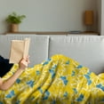 thumbnail image 3 of Yellow and Blue Soft Flannel Fleece Blanket, Butterflies with Tropical Flower Silhouette on Yellow Background, Cozy Plush for Indoor and Outdoor Use, 60" x 80", Blue Yellow and White, by Ambesonne, 3 of 5