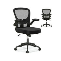 Resenkos Adjustable Swivel Mesh Task Office Chair with Flip-Up Armrests-Black, Home Office Computer Desk Chair, Small Office Chair for Bedroom,Study