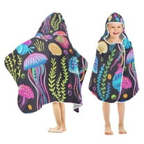 Magic Jellyfish Kids Hooded Beach Towel Baby Bath Poncho Towels with Hood Absorbent 50"x23.5" for Pool Swimming