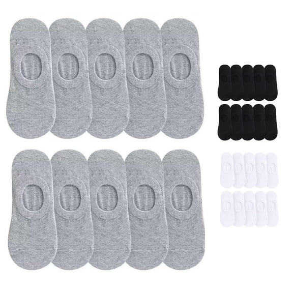 10 Pairs Women NoâShow Boat Socks, Solid Color Silicone Nonâ Grips Lowâcut Invisible Liner Socks