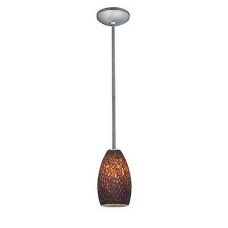 

28012-1R-BS-BRST 5 in. Janine 1 Light Brushed Steel Pendant Ceiling Light in Brown Stone