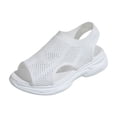 thumbnail image 2 of hoksml Women's Breathable Mesh Platform Sandals, Open Toe Slingback Wedge Shoes, Lightweight, Black White, 2 of 9