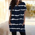thumbnail image 4 of Duoif Women's Casual V Neck Short Sleeve Dress Loose Fit T Shirt Dress with Pockets Dark Blue L, 4 of 9