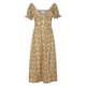 thumbnail image 1 of Vestido largo tipo jersey con cuello en V y mangas abullonadas con abertura floral para mujer Fridja qw4885, 1 of 8