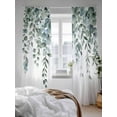 thumbnail image 3 of Sheer Curtains 84 inches Long, Sage Green Leaves Eucalyptus Leaf Watercolor Plant Light Filtering Sheer Window Curtains Rod Pocket Voile Drapes for Bedroom Living Room, 52"W x 84"L 2 Panels, 3 of 7