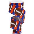 thumbnail image 1 of Football Striped Wired Ribbon - 10 Yards Blue, Orange, 2.5", 1 of 1