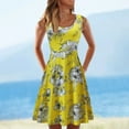 thumbnail image 2 of yoeyez Robes d'Été pour Femmes - 2024 Mode Robe Midi Bohème Imprimé Floral Col Rond Sans Manches Robe d'Été, 2 of 5