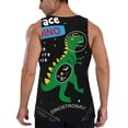 thumbnail image 3 of Easygdp Space Dino Cartoon Black Men's Tank Top, Sleeveless Muscle T Shirts, Breathable, Quick-Dry, Loose for Gym, Running, Fitness - Large, 3 of 9