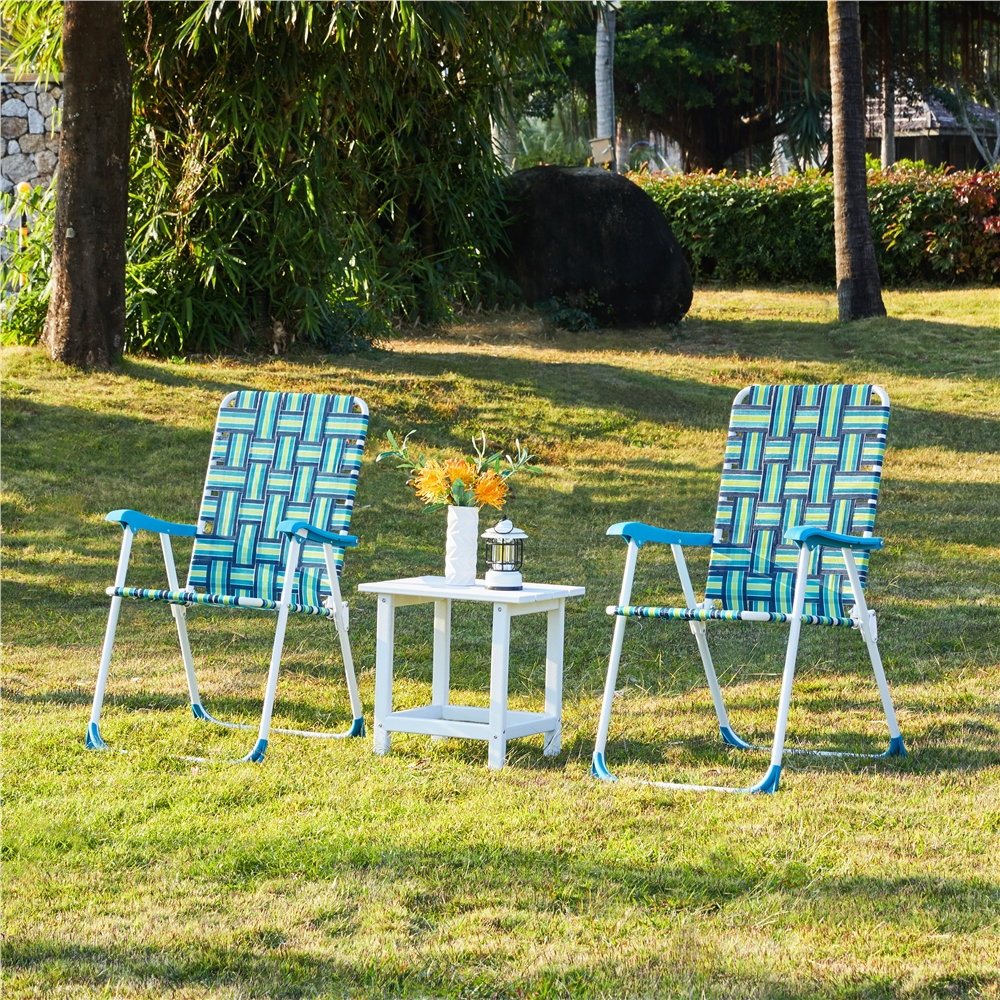 Renwick Patio Portable Webbed Folding Chairs for Garden and Poolside, Set of 2, Green