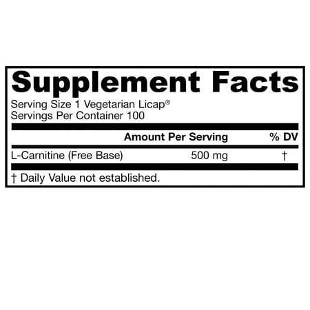 L-Carnitine 500mg by Jarrow - 100 Liquid Capsules