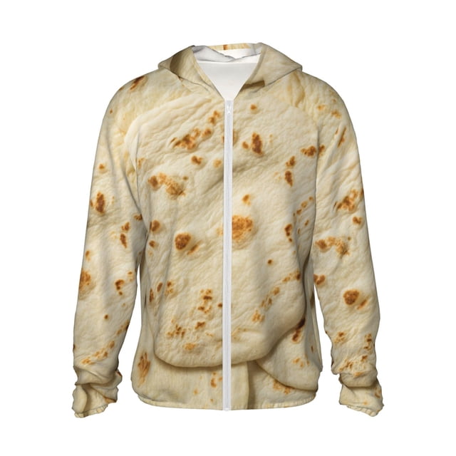 Fotbe Taco Tortillas Chaqueta con Protección Solar UPF 50+ para Hombre y Mujer, Camisa con Capucha y Bolsillos-Small