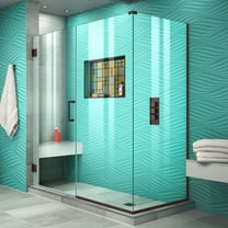 DreamLine Unidoor Plus 53 1/2 in. W x 34 3/8 in. D x 72 in. H Frameless Hinged Shower Enclosure in Oil Rubbed Bronze