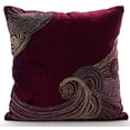 thumbnail image 1 of 22x22 inch (55x55 cm) Throw Pillow Cover, Purple Pillow Cases, Zardozi Sparkly Glitter Pillows Cover, Velvet Square Pillow Cases, Floral, Traditional, Abstract - Zardozi Waves, 1 of 3