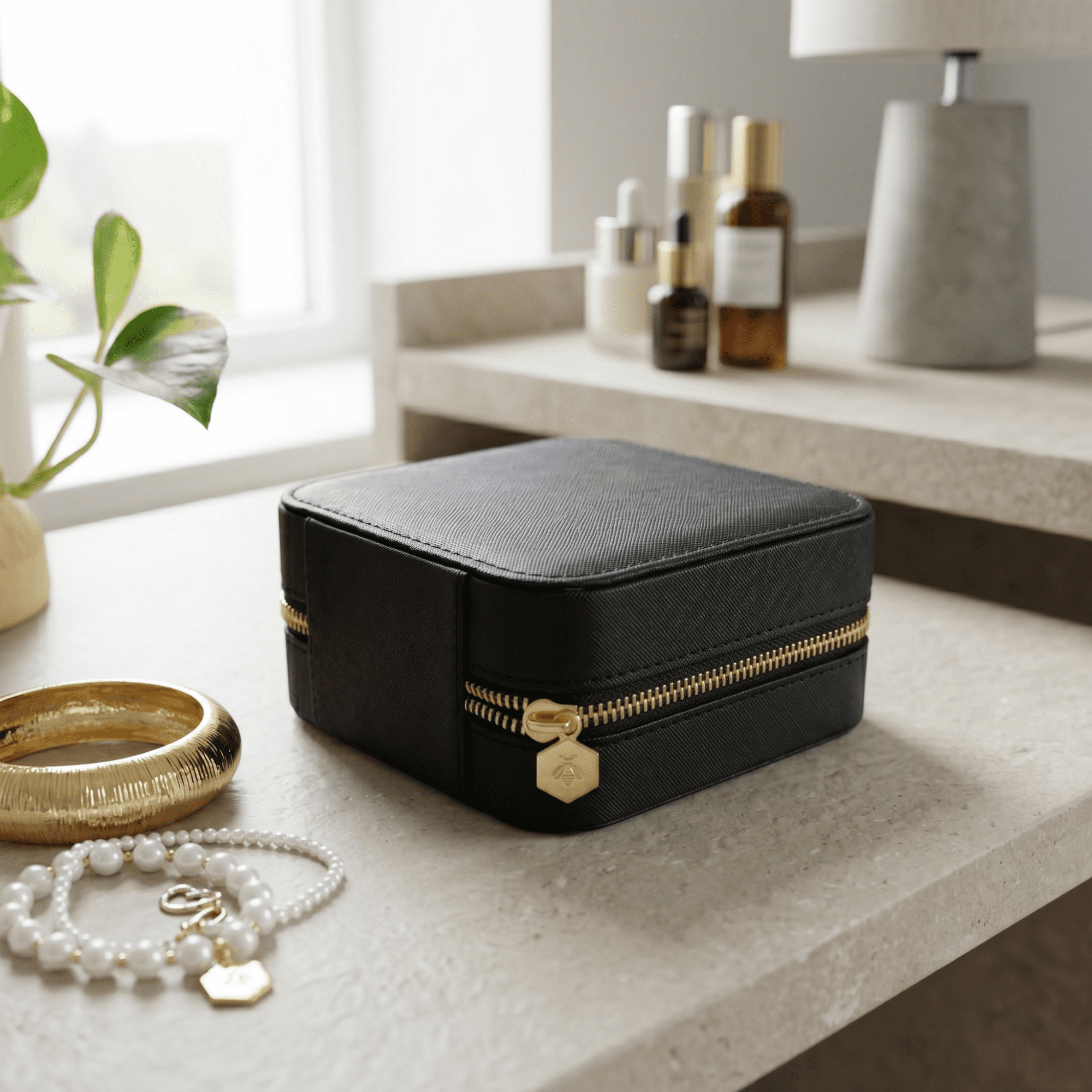 Hives & Honey Women's Black Mya Compact Jewelry Travel Case