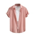 thumbnail image 2 of ZCFZJW Mens Western Shirts Vintage Ethnic Style Print Summer Short Sleeve Button Down Graphic Tees Shirt Trendy Holiday Vacation Beach Hawaiian Tops Pink M, 2 of 8