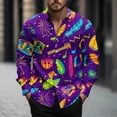 thumbnail image 2 of Dovford Men's Mardi Gras Novelty Button Down Long Sleeve Shirt, S-2XL, 2 of 5