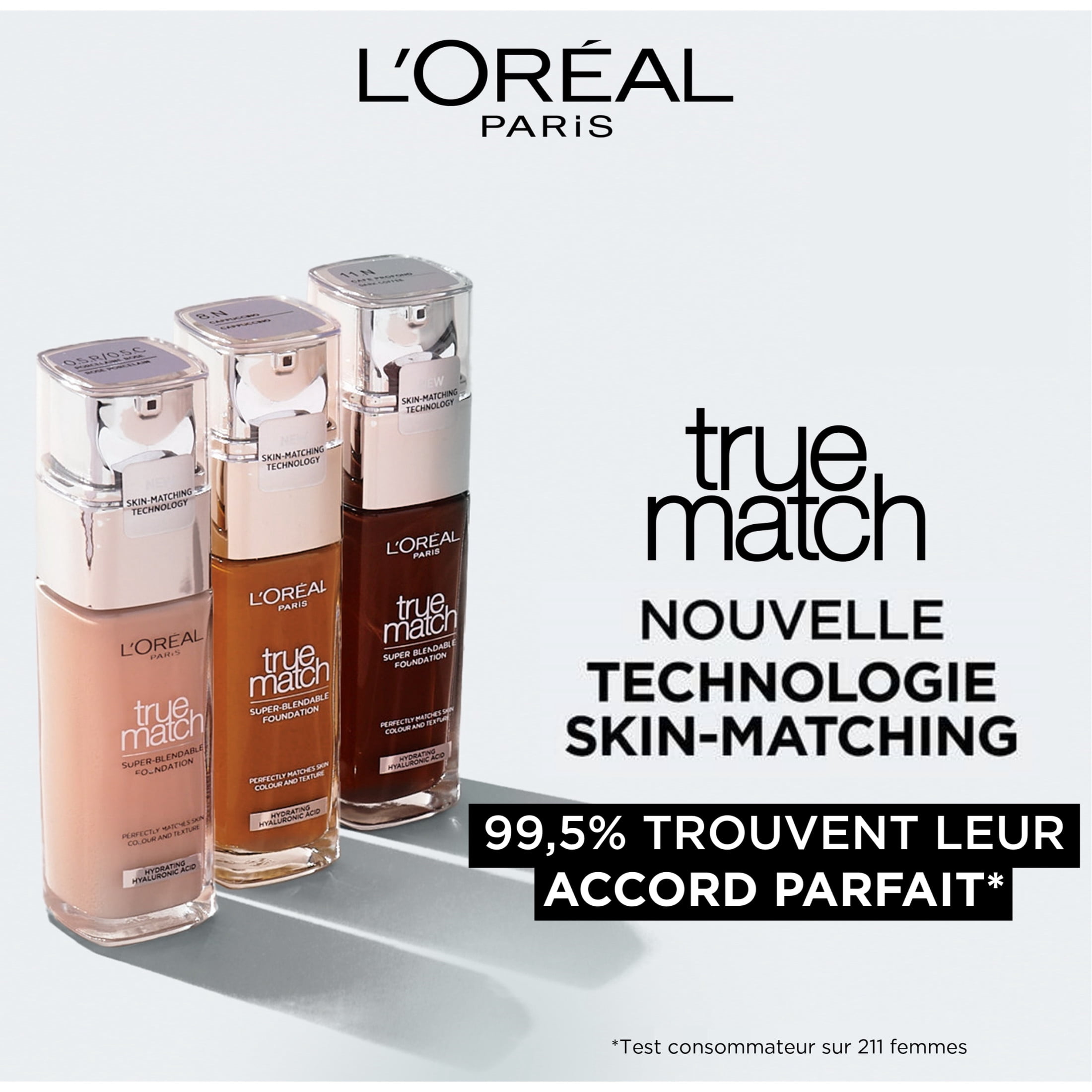 L'Oréal Paris Fond De Teint True Match, Avec Acide Hyaluronique et Soins Hydratants
