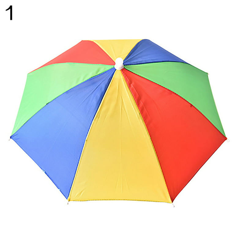 NEW-Vi Fishing Umbrella Hat Folding Sun Rain Cap Adjustable Multifunction Outdoor Headwear Silver Upgraded