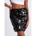 thumbnail image 5 of Michellecmm  Women's Sequin Mini Skirt Glitter Skirt Belly Dance Skirt Clubwear, 5 of 9